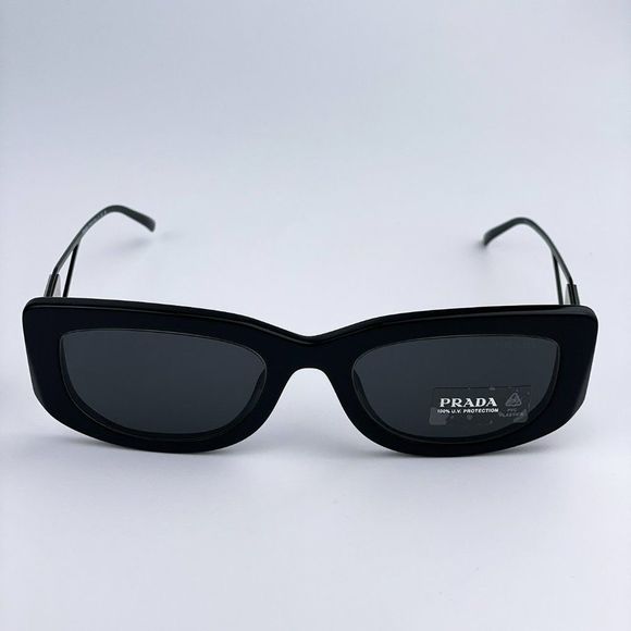 Prada PR14YS 1AB5S0 Sunglasses Black Dark Grey Rectangle Women - Picture 9 of 14